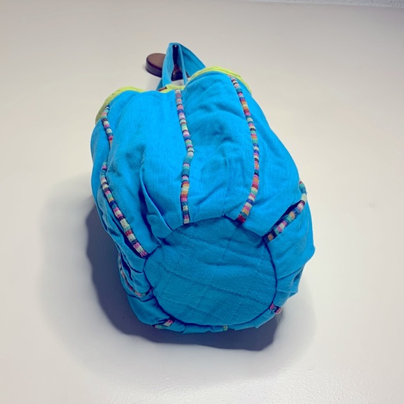 Blue Cotton Handmade Boho Satchel | Bucket Bag | Market Hippie Carry On Tote - Picture 3 of 8